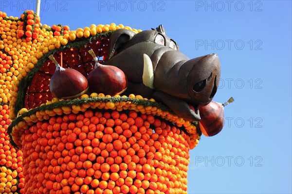 Sculptures made of citrus fruits