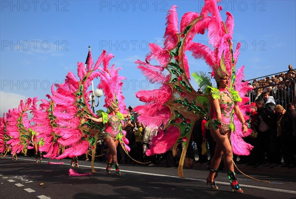 Samba dancers in the street parade in Menton