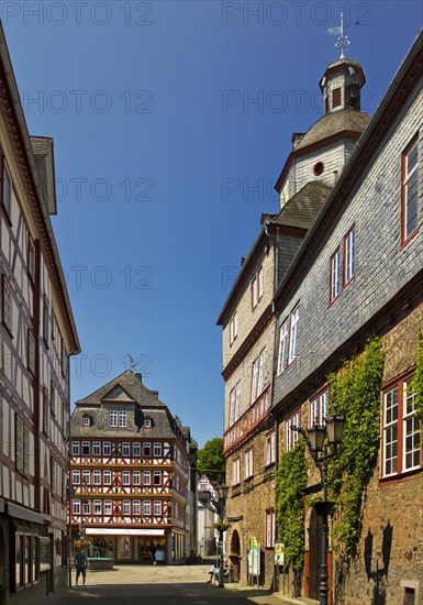 Town hall with half-timbered houses at Buttermarkt
