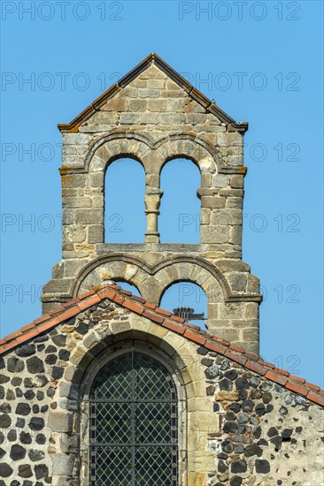 Esteil village. Church Saint Jean. Livradois-Forez Regional Nature Park. Puy de Dome department. Auvergne-Rhone-Alpes. France