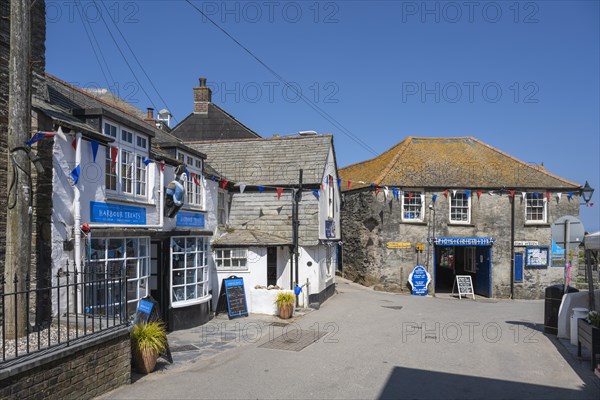 Historic 18th century buildings and film set of the English TV series Doc Martin in the historic centre of the fishing village of Port Isaac