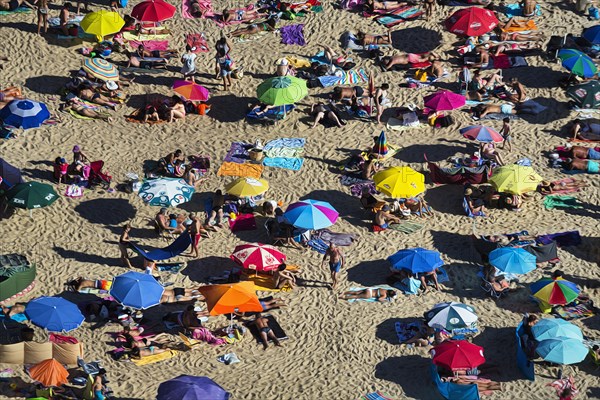 View from above of anonymous crowd