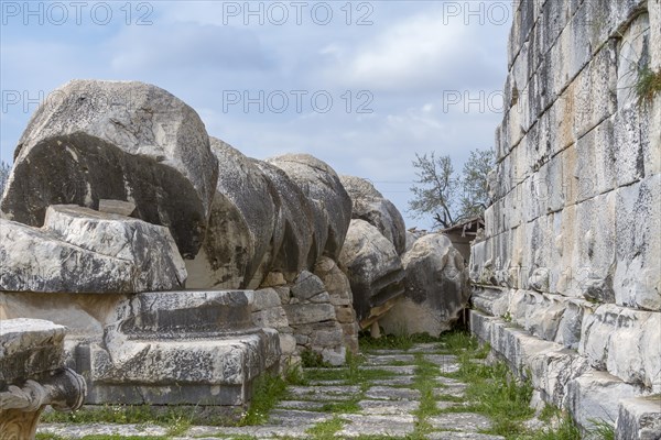 Broken column in the temple of Apollo
