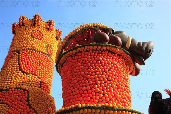 Sculptures made of citrus fruits