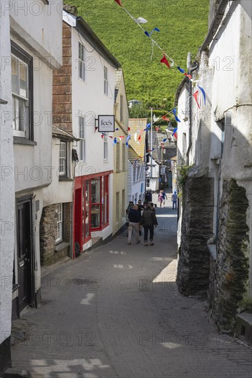 Narrow alley in the historic centre of the fishing village of Port Isaac