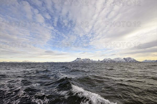 Rough sea in the Westfjord off Henningsvaer