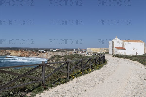 Way to the parish church of Igreja de Nossa Senhora da Graca on the site of the Fortaleza de Sagres fortress