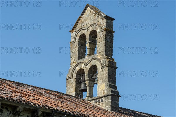 Esteil village. Church Saint Jean. Livradois-Forez Regional Nature Park. Puy de Dome department. Auvergne-Rhone-Alpes. France