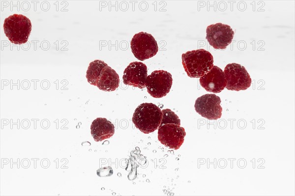 Lots raspberries water