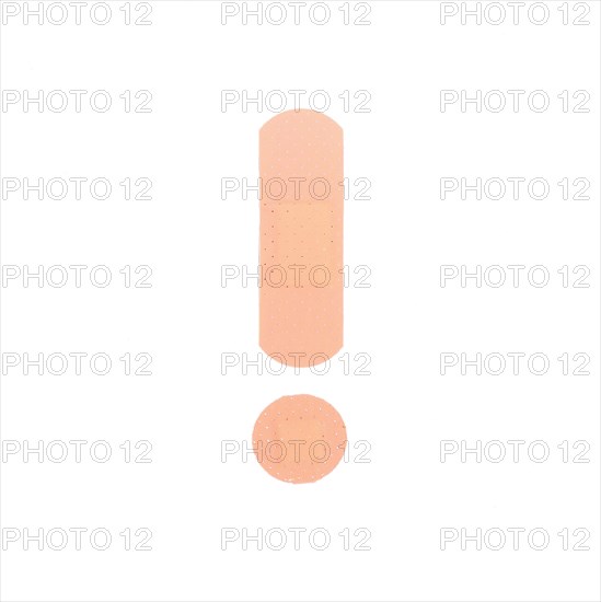 Exclamatory mark make bandage white background