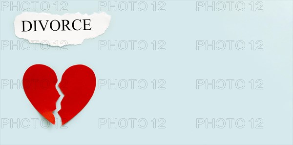 Divorce with paper heart copy space