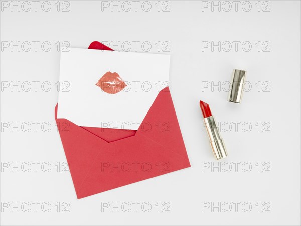 Top view letter with lipstick mark