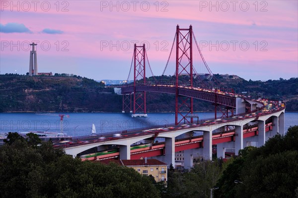 View of Lisbon view from Miradouro do Bairro do Alvito viewpoint of Tagus river