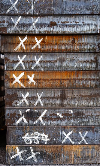 A stack of slabs in a steel mill