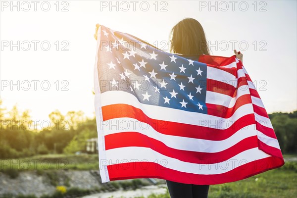 Usa independence day concept with woman nature