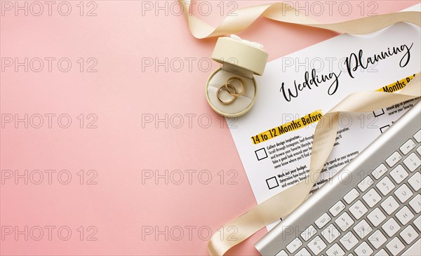 Wedding planner keyboard top view