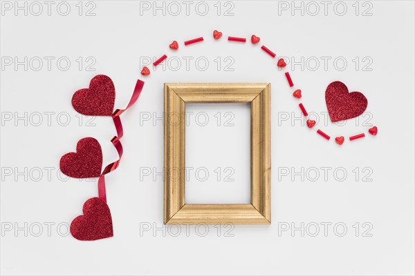 Frame near ornament hearts band