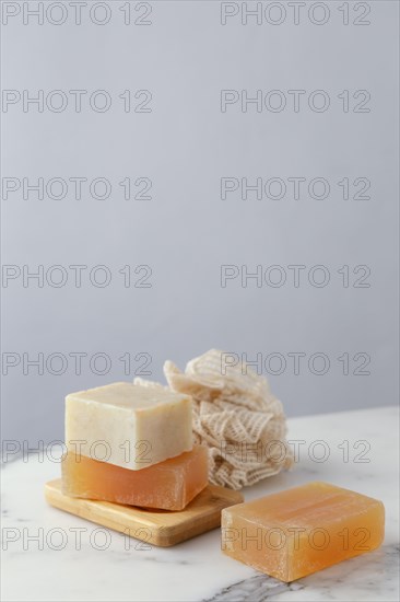 Wooden board with soap