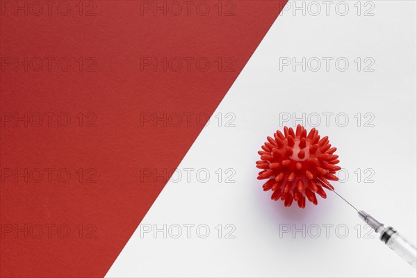 Top view virus with syringe copy space