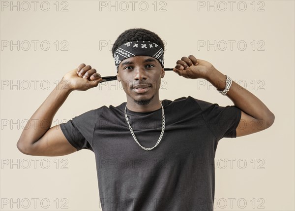 Portrait young handsome man posing