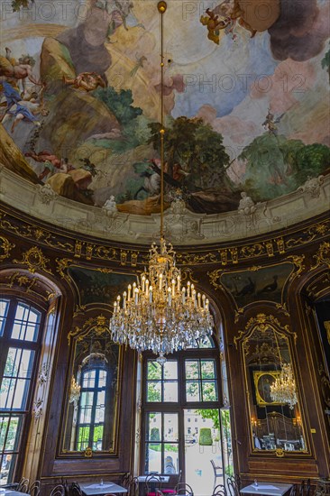 Chandelier and ceiling painting in the Imperial Pavilion