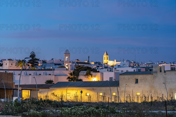 Town view Conil at dusk