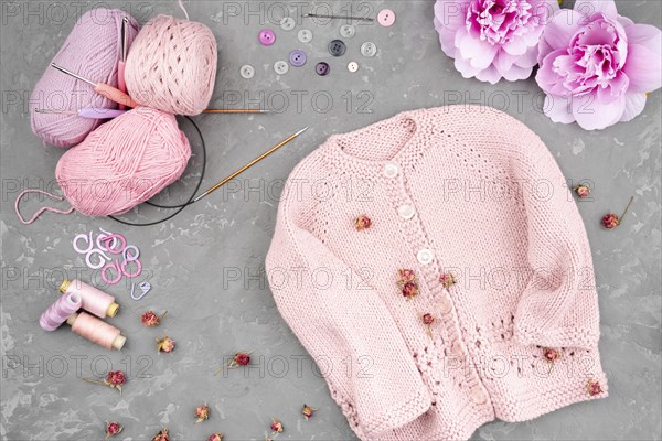 Crocheted jacket slate background