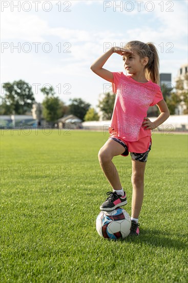 Full shot girl pink t shirt