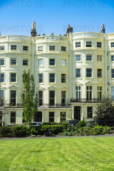 Noble row of houses in the classicist style at Brunswick Square in Brighton and Hove