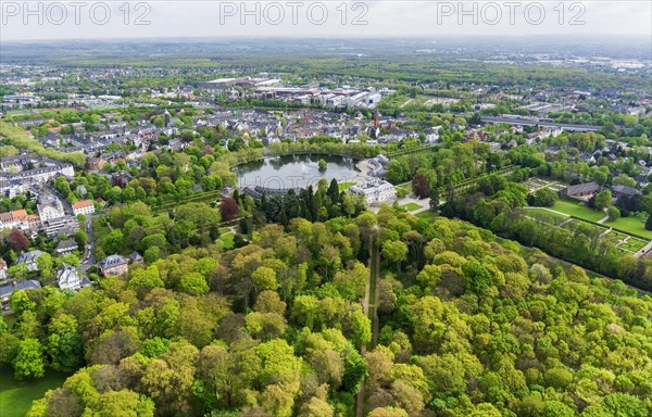 Aerial view of Benrath Palace Park and Palace