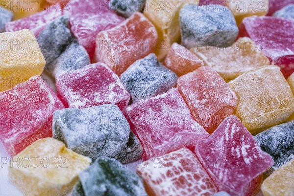 Colorful fresh traditional turkish delight soft lukum