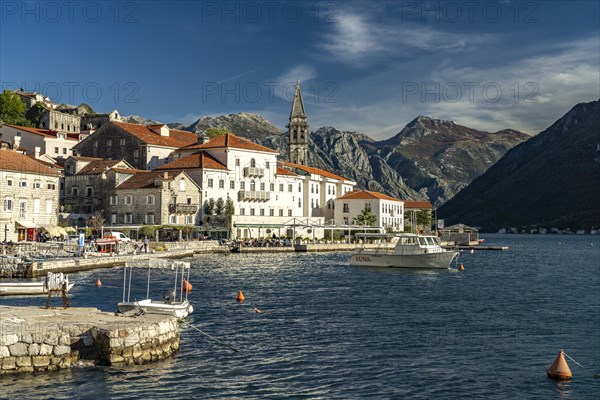 Perast with the Sveti Nikola Church on the Bay of Kotor