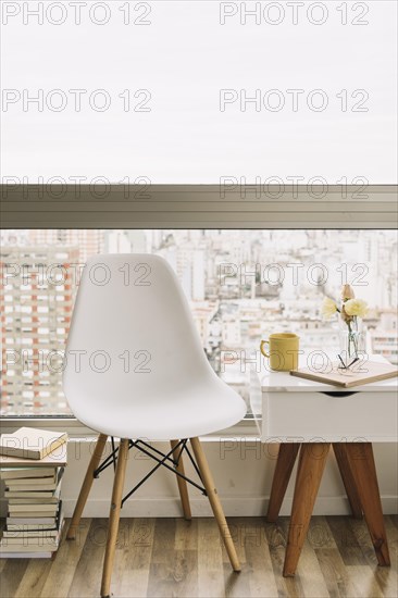 Books near chair table