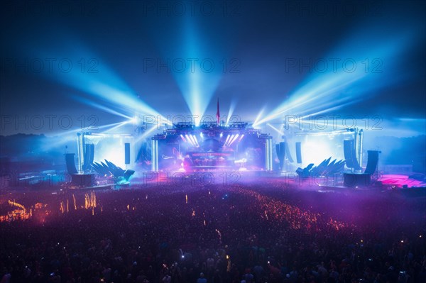 Stage with laser show at a mega concert