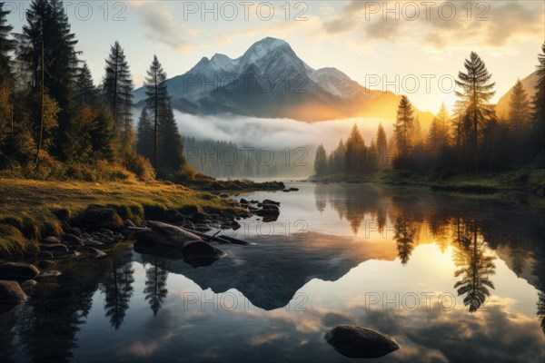 Sunset at a lake in Canadian wilderness