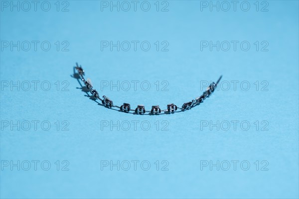 Fixed braces of a child on a blue background