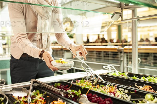 Fresh salads in a salad bar