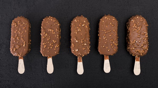 Top view chocolate ice creams