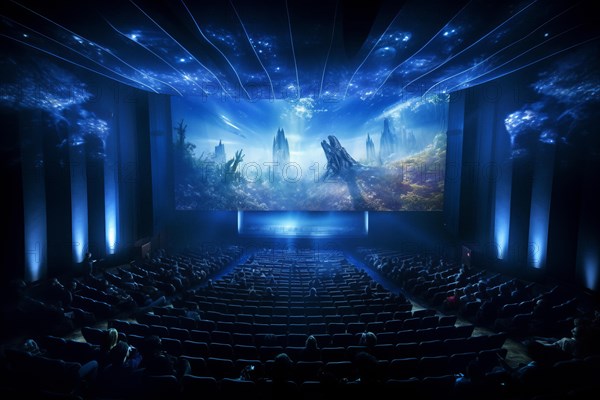 Modern cinema hall with big screen