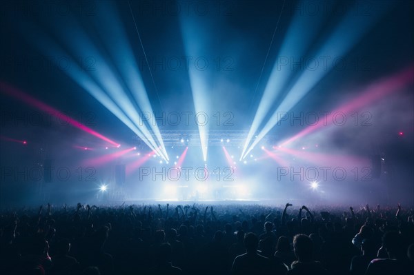 Stage with laser show at a mega concert