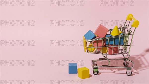 Shopping cart with wooden elements