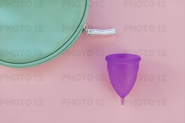 Top view menstrual cup with toilet kit