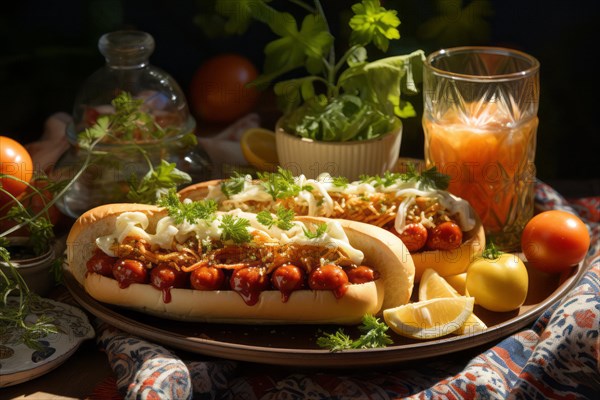 Appetisingly served hot dog with mayonnaise