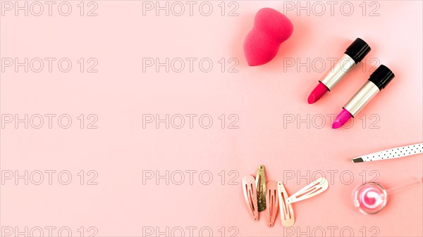 Lipsticks sponge near hairpins