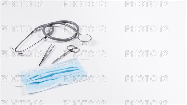 Stethoscope surgical equipments white backdrop