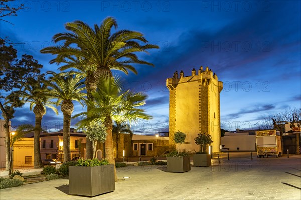 The historic tower Torre de Guzman at dusk