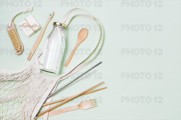 Composition zero waste products green background