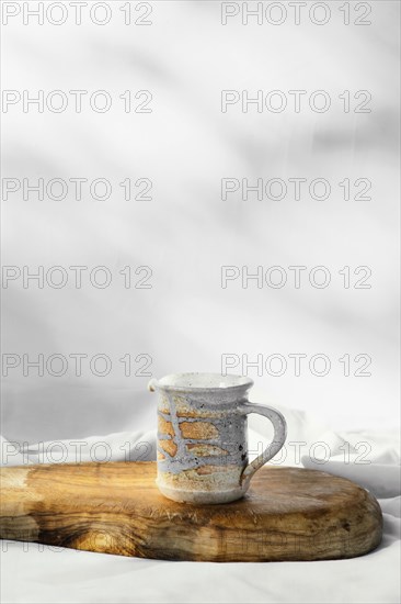 Abstract minimal kitchen handmade cup copy space