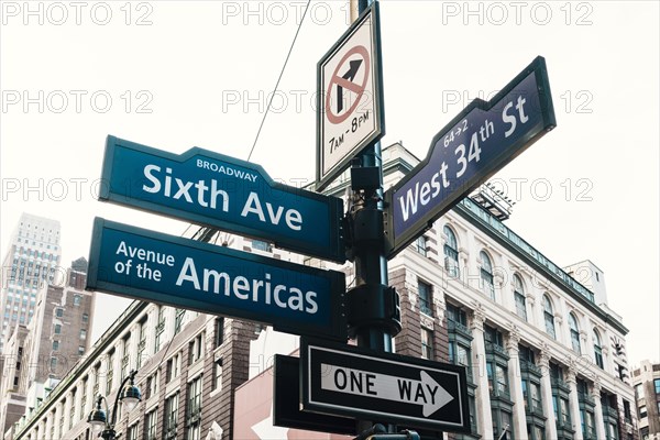 Road signs pillar downtown