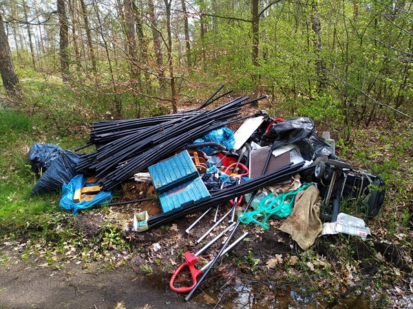 Illegally dumped rubbish in a nature reserve